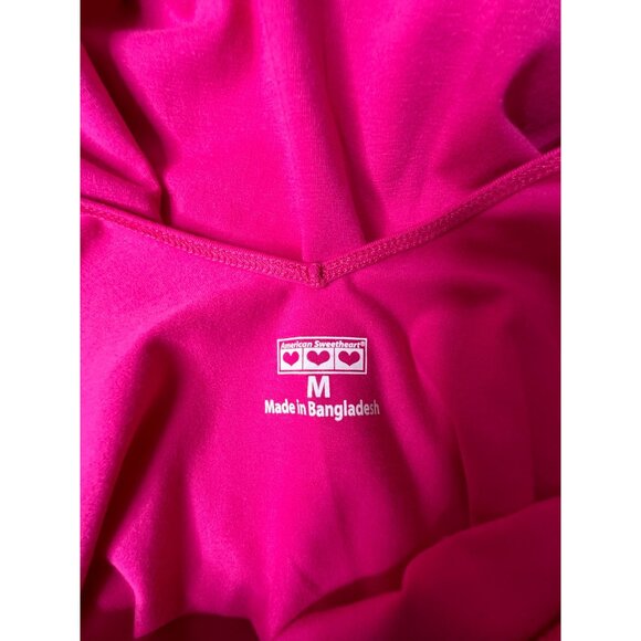 American Sweetheart V-Neck Long Sleeve Top Medium Pink Womens Shirt - Picture 4 of 7